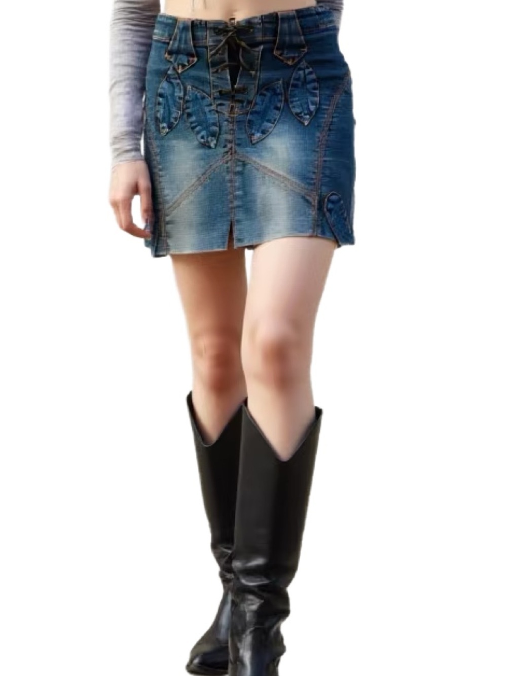 Bongo Denim Lace-Up Mini Skirt Size XS